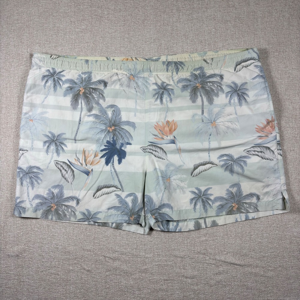 Tommy Bahama Mens XXL Swim Trunks Palm Tree Striped Board Shorts Mint Green